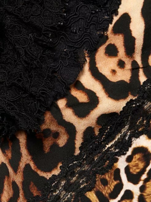 AMEN Lace Animal-Print Silk V-Neck Spaghetti Strap Slip Mini Dress, IT 38 (US 0)