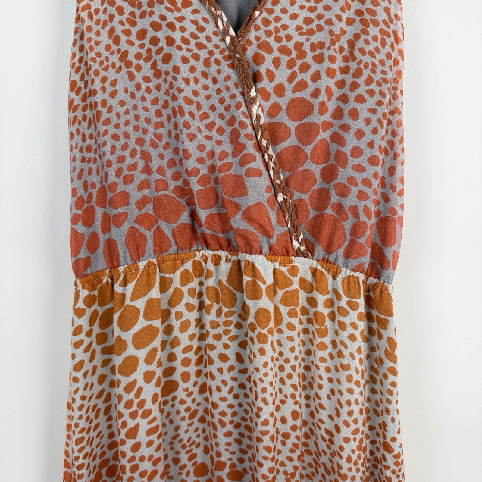 Presley Skye Maxi Silk Chiffon V Neck Dress Small Sleeveless Boho Festival