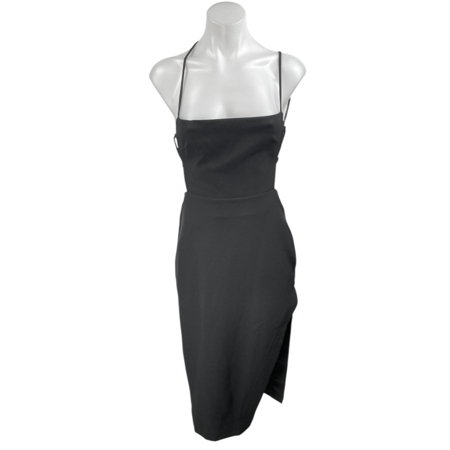 NEW NBD Women’s Black Sleeveless Slit Cami Camisole Midi Bodycon Tank Dress XS