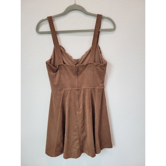 Trixxi Rustic Brown Corset style mini dress faux suede Womens M