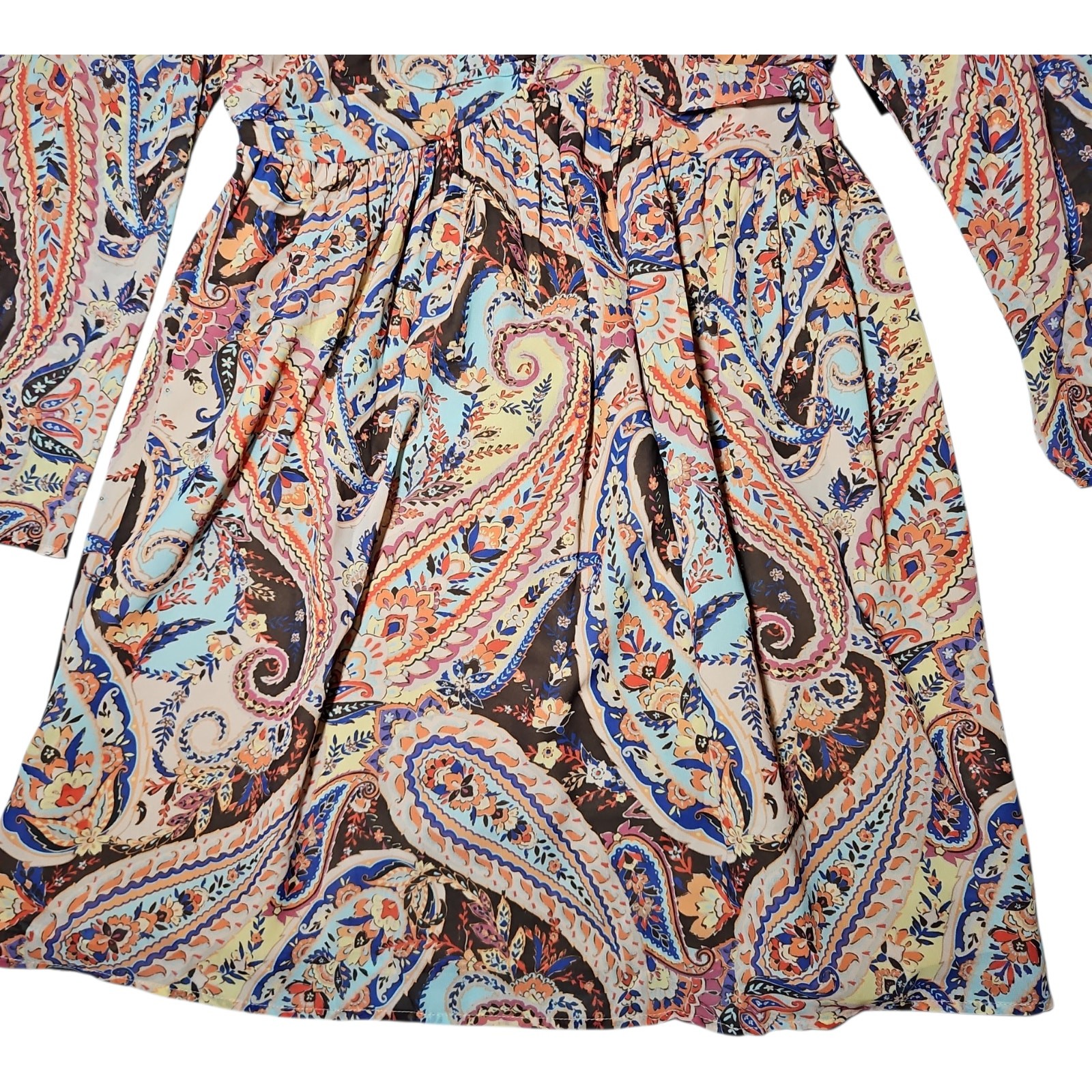 Boston Proper Paisley Cold Shoulder Boho Mini Dress Women’s Size Small