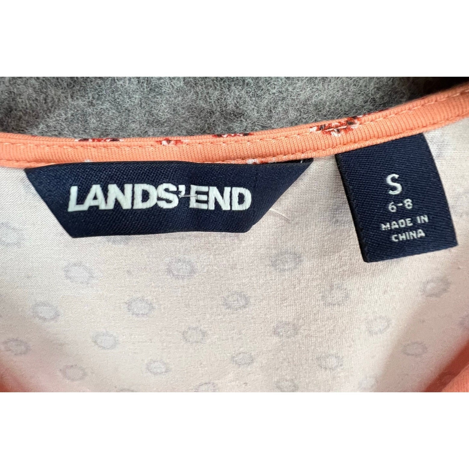 Lands End Maxi Dress Womens S Orange Cotton Modal Jersey Twist Wrap Ditsy Floral