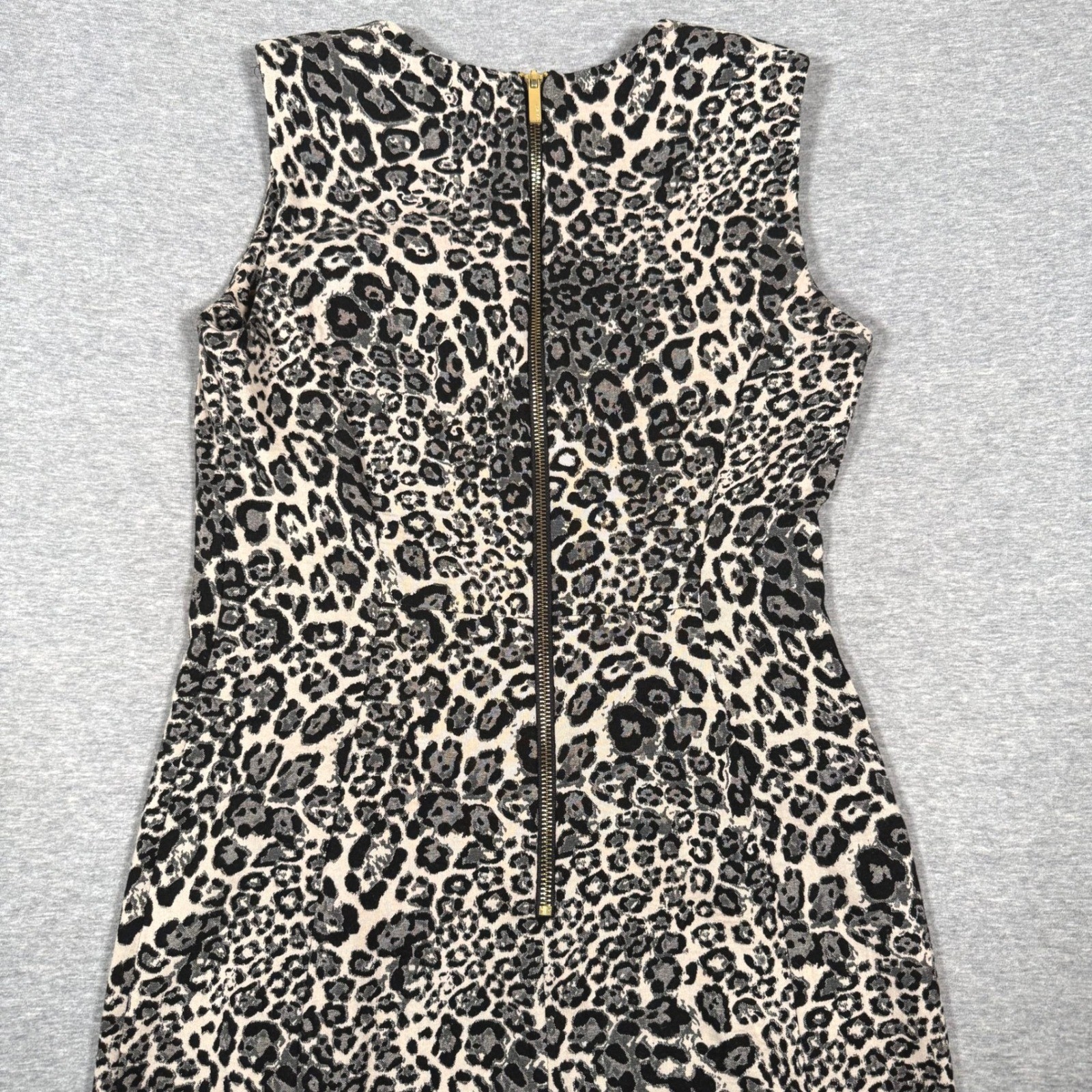 Calvin Klein Womens Leopard Print Sleeveless Sheath Dress Tan Black Size 6