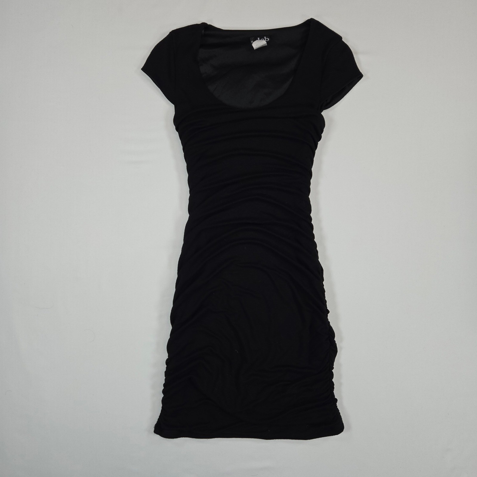 Deb Black Stretch Ruched Bodycon Mini Dress Women’s Small Y2K Whimsigoth