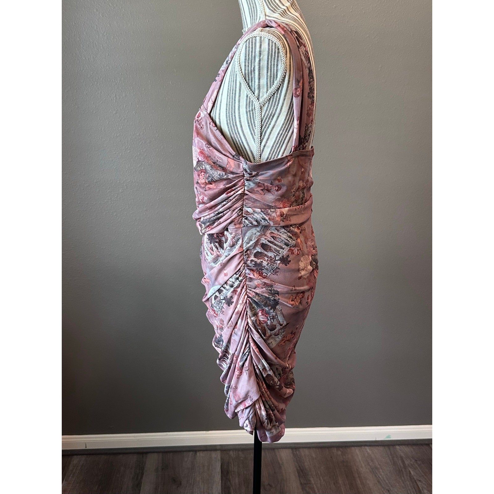 SHEIN Mauve Cherub Angel Ruched Bodycon Mini Dress 1XL