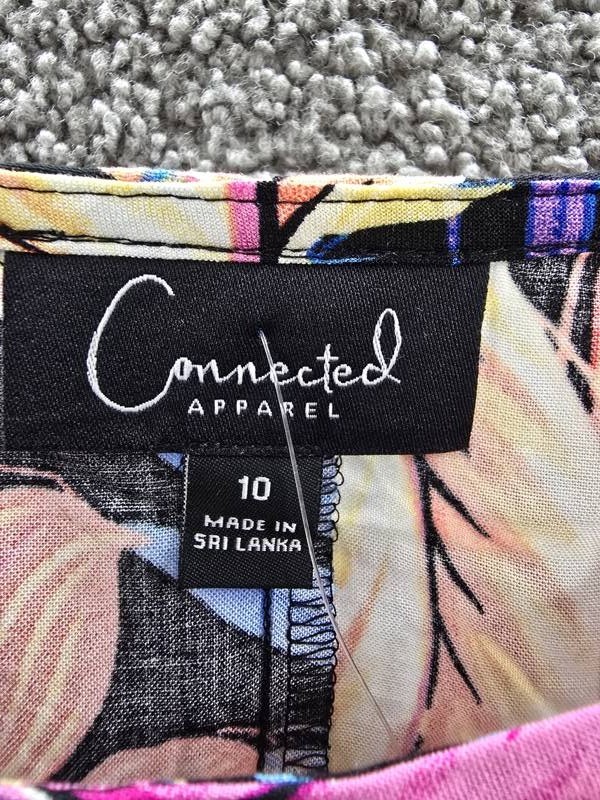 Connected Printed Extended-Shoulder Midi Dress Women’s 10US Black Multi Pullover