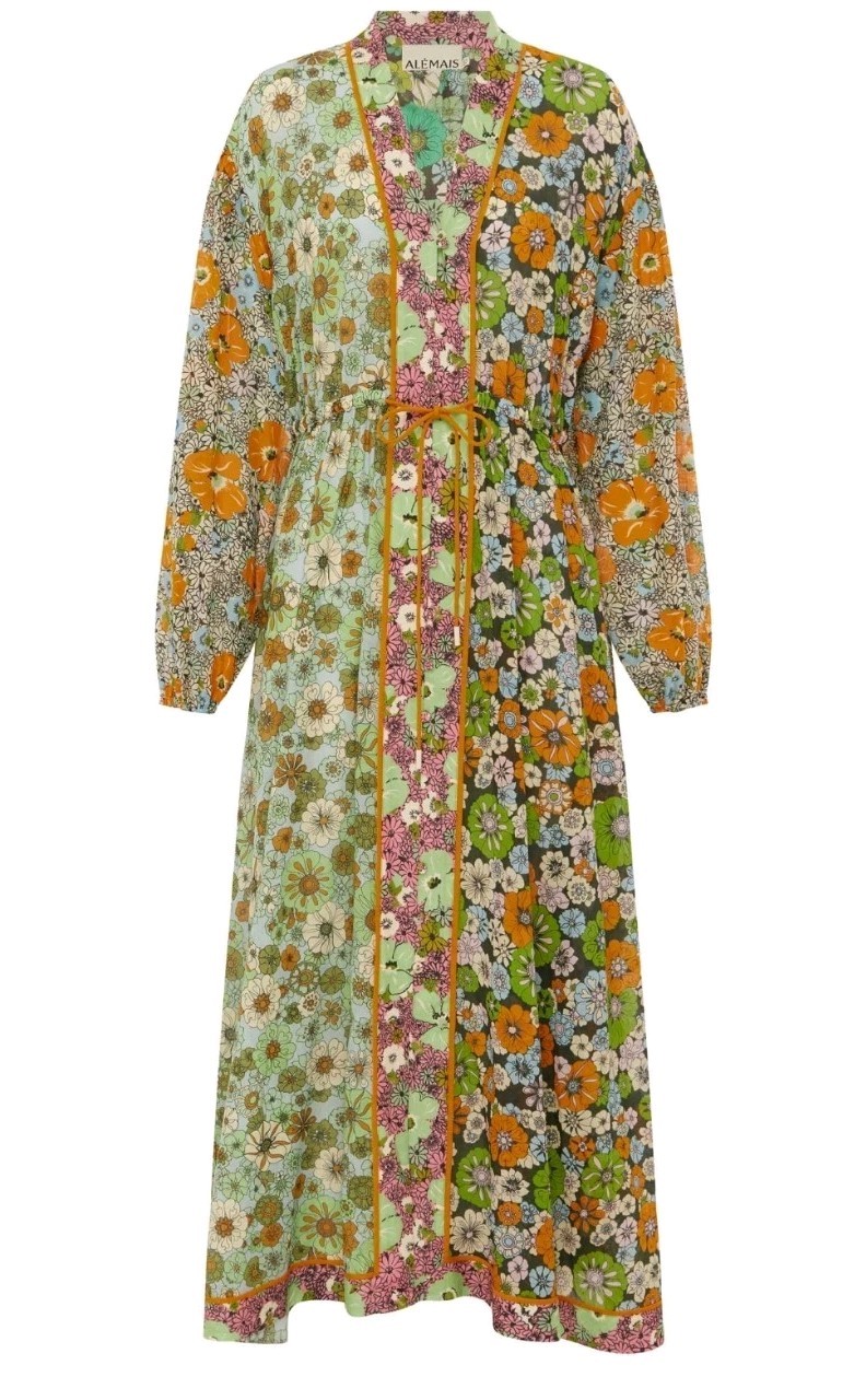 Nwot Size 16 Alemais Orange Blossom Spliced Midi Dress