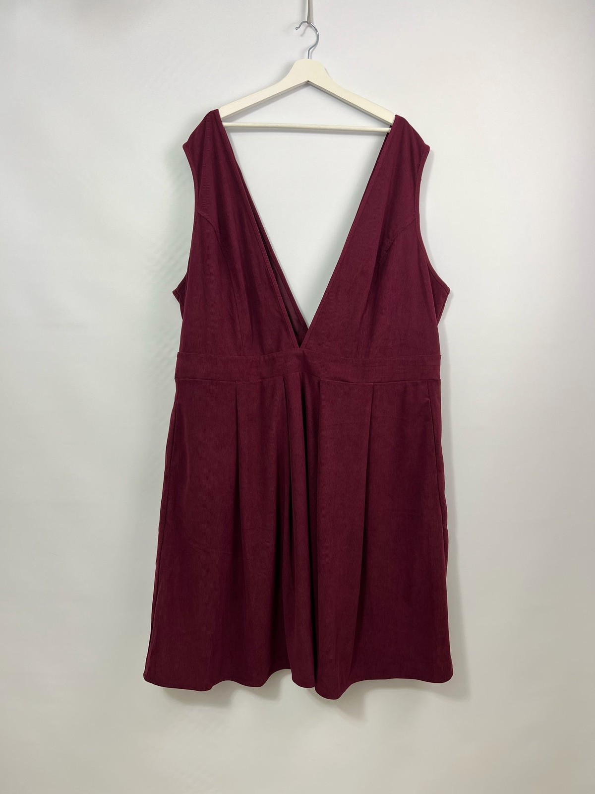Bloomchic Corduroy Elasticated Waist. Deep V Neck Dress Pockets Size 30
