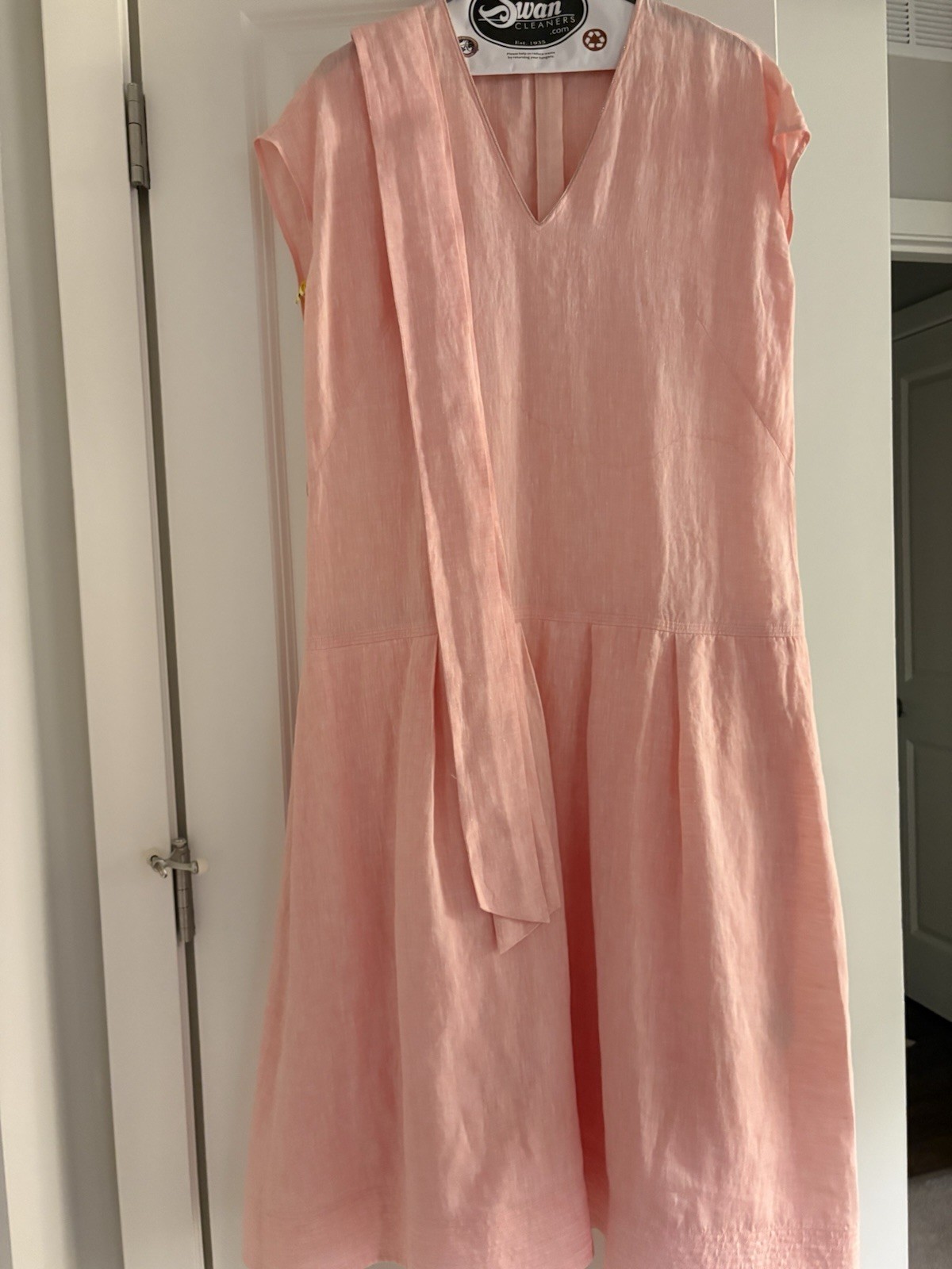 Lafayette 148 Peach/Pink Midi Linen Dress M