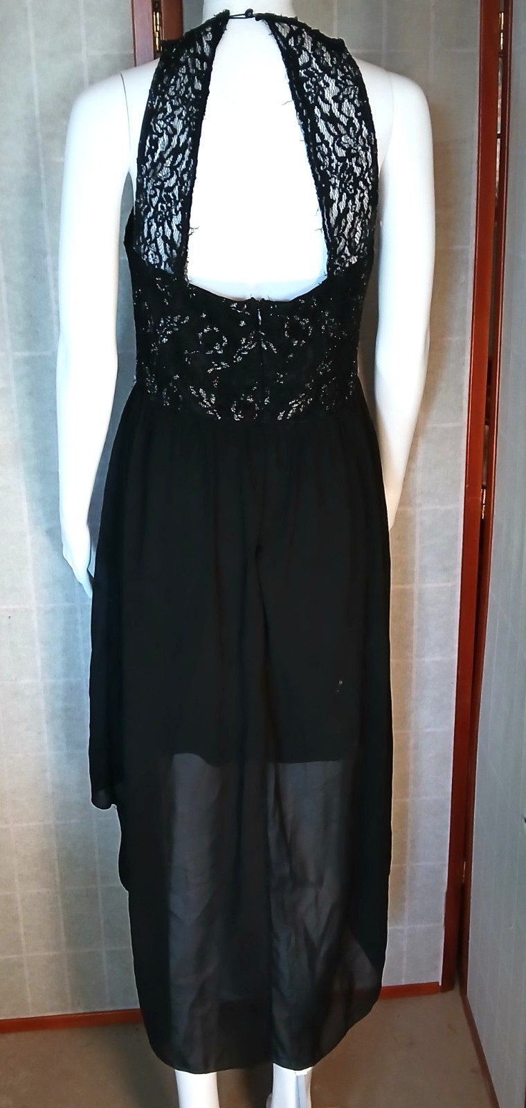 Mujer Moderna Size Medium Black Evening Dress Sequin Beaded Waist Sparkled Top