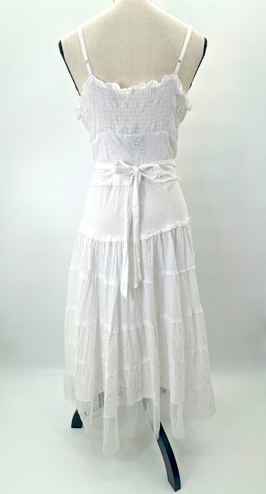 VTG Y2K Connected Apparel Cottagecore Midi Dress Medium Babydoll Tier Layer Mesh
