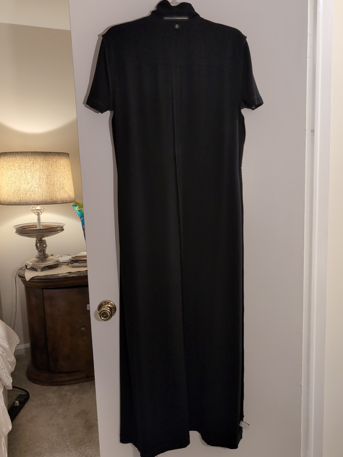 Ellen Tracy Black Size 12 Button Down Maxi Dress Crepe Korea VTG Linda Allard