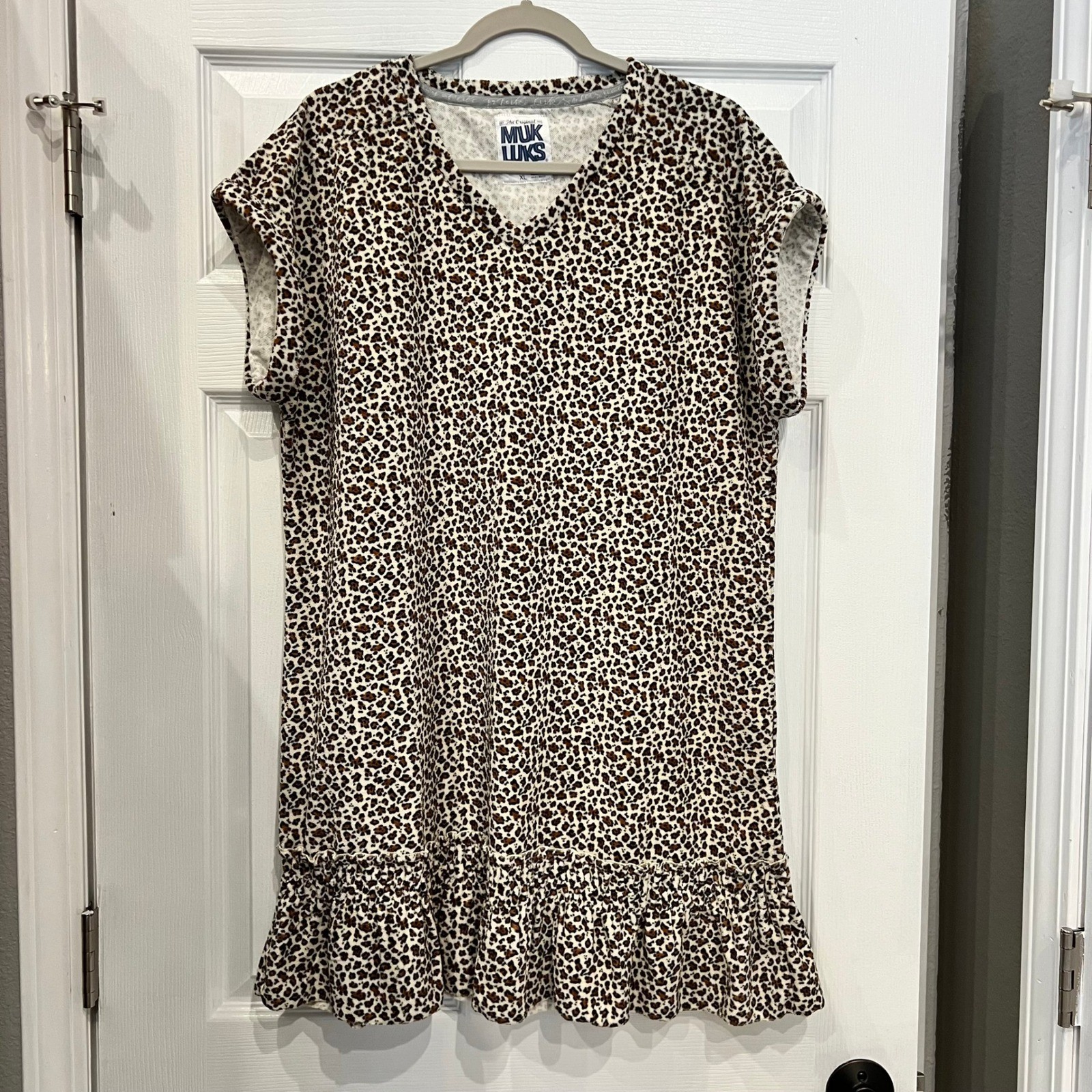Muk Luks Dress Leopard 100% Polyester Jersey Animal Print Safari XL
