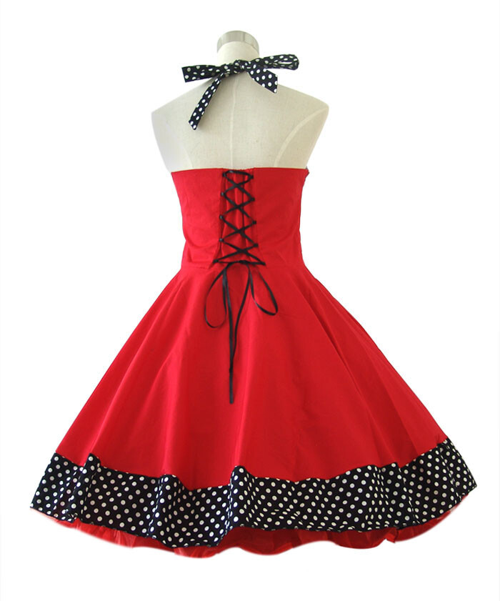 Retro Vintage 50s 60s 70s TEA Swing Rockabilly Dress Cotton Ball Party Dress Red