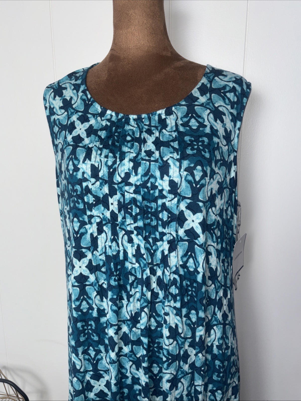 Croft & Barrow Sleeveless Dress Sz XL Blue Green Abstract Print Pullover New