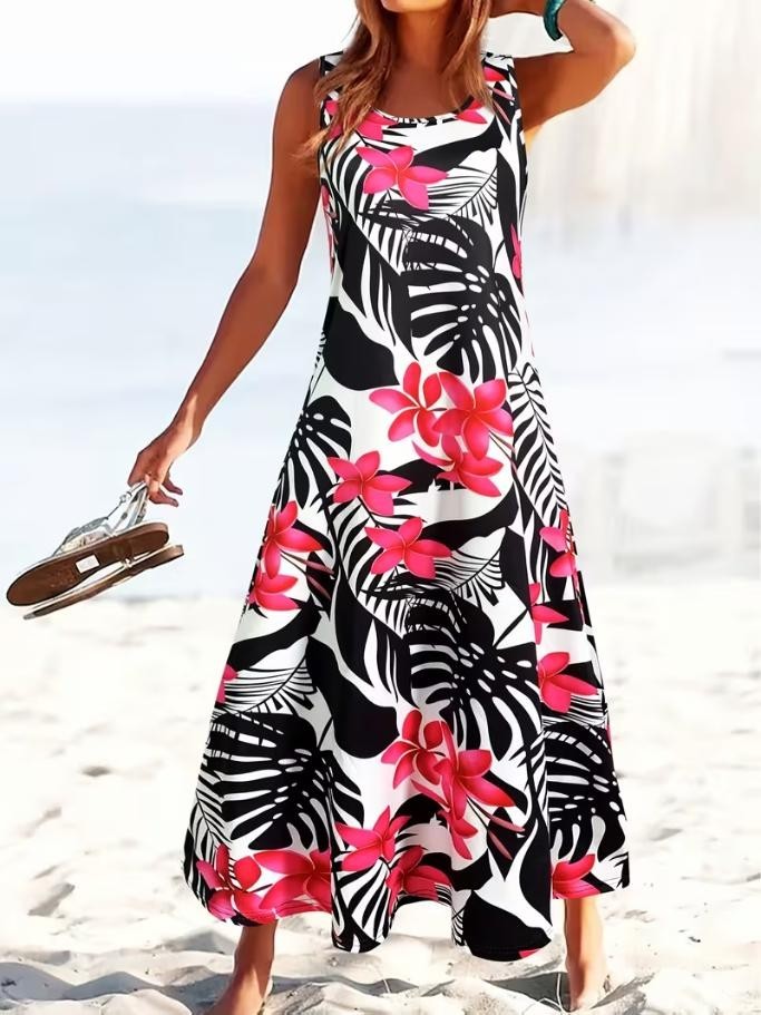 Plus 4XL (Size 20) Bohemian Hawaiian Flowers Dress – Work to Cocktails ✨New