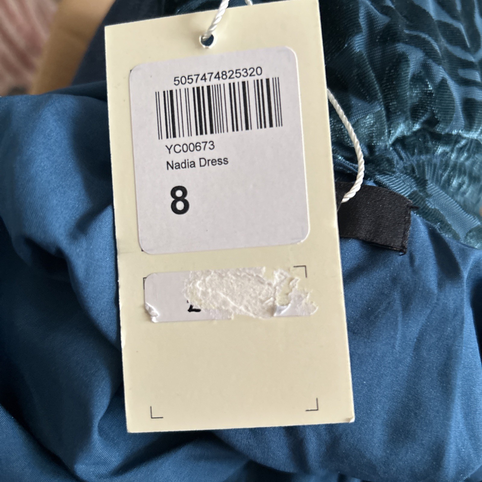 GWD Nadia Devore Velvet Teal Midi Dress by George W. Davies Size 8 (A2) RRP£64