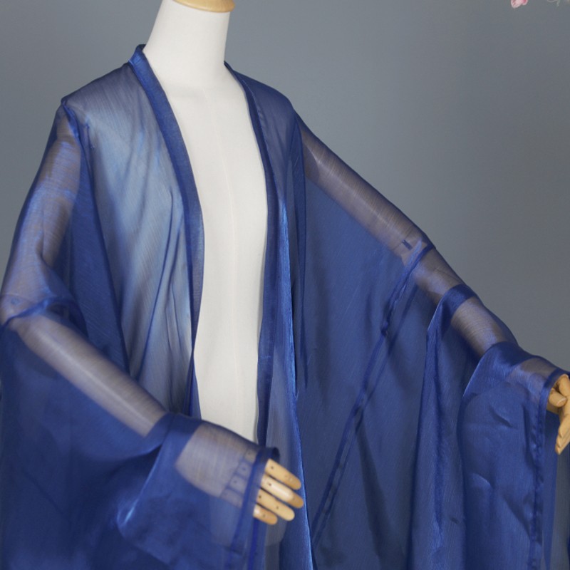Hanfu Clothing Shiny Chiffon Cloak Wide Sleeved Coat Cape Chinese Costume