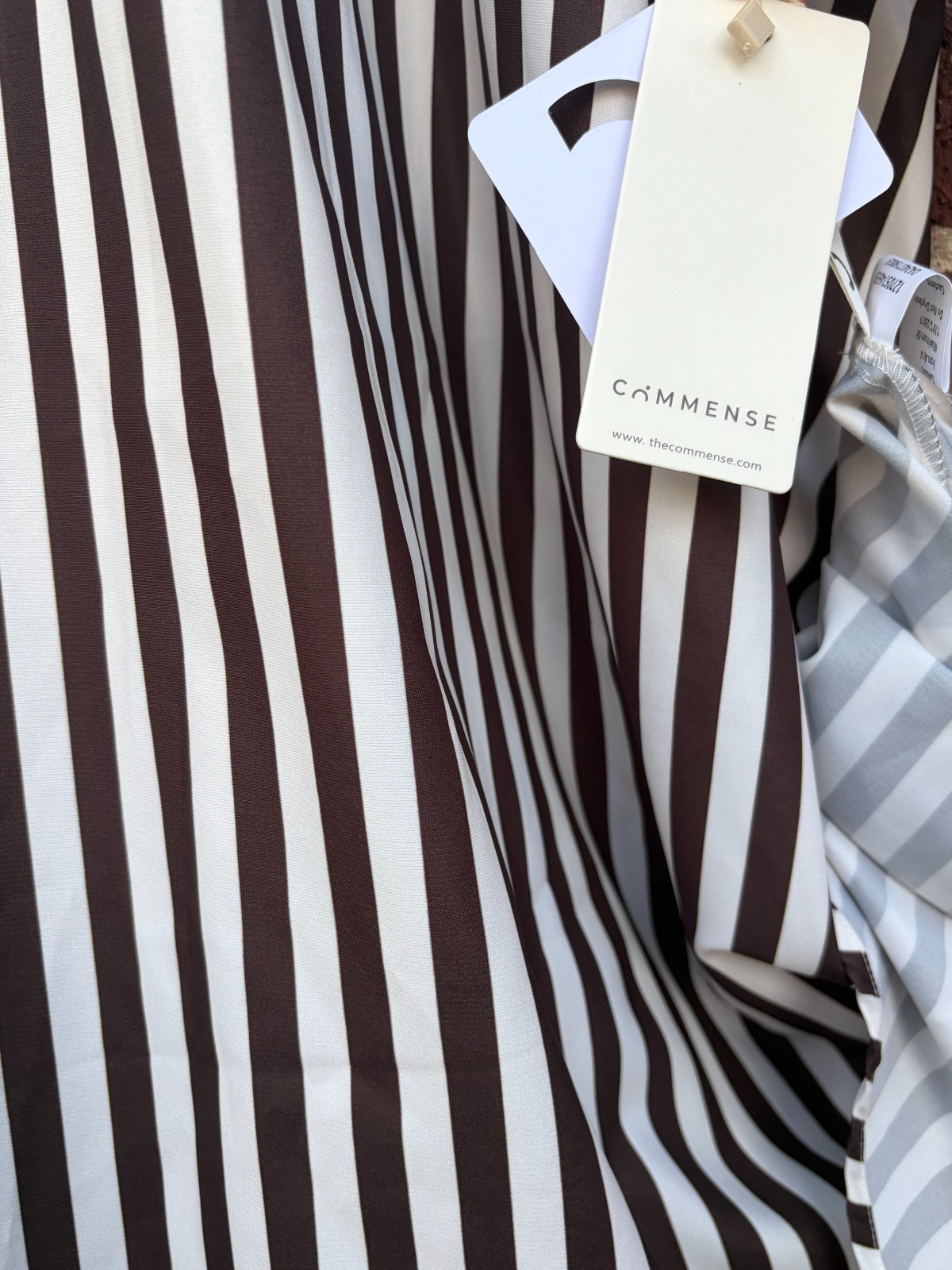 Commense spaghetti strap brown and white stripe maxi dress size S