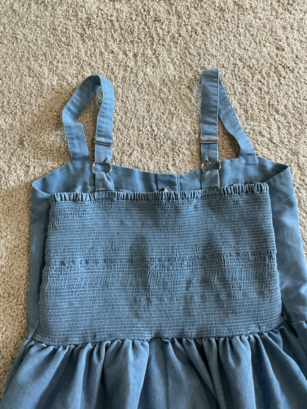J Gee Light Blue Button-Down Adjustable Straps Midi Dress Women’s Sz Large