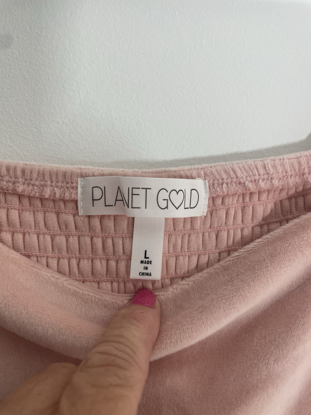 NWT Planet Gold Large Women’s Silver Pink Dress Velvety Soft Cute Back