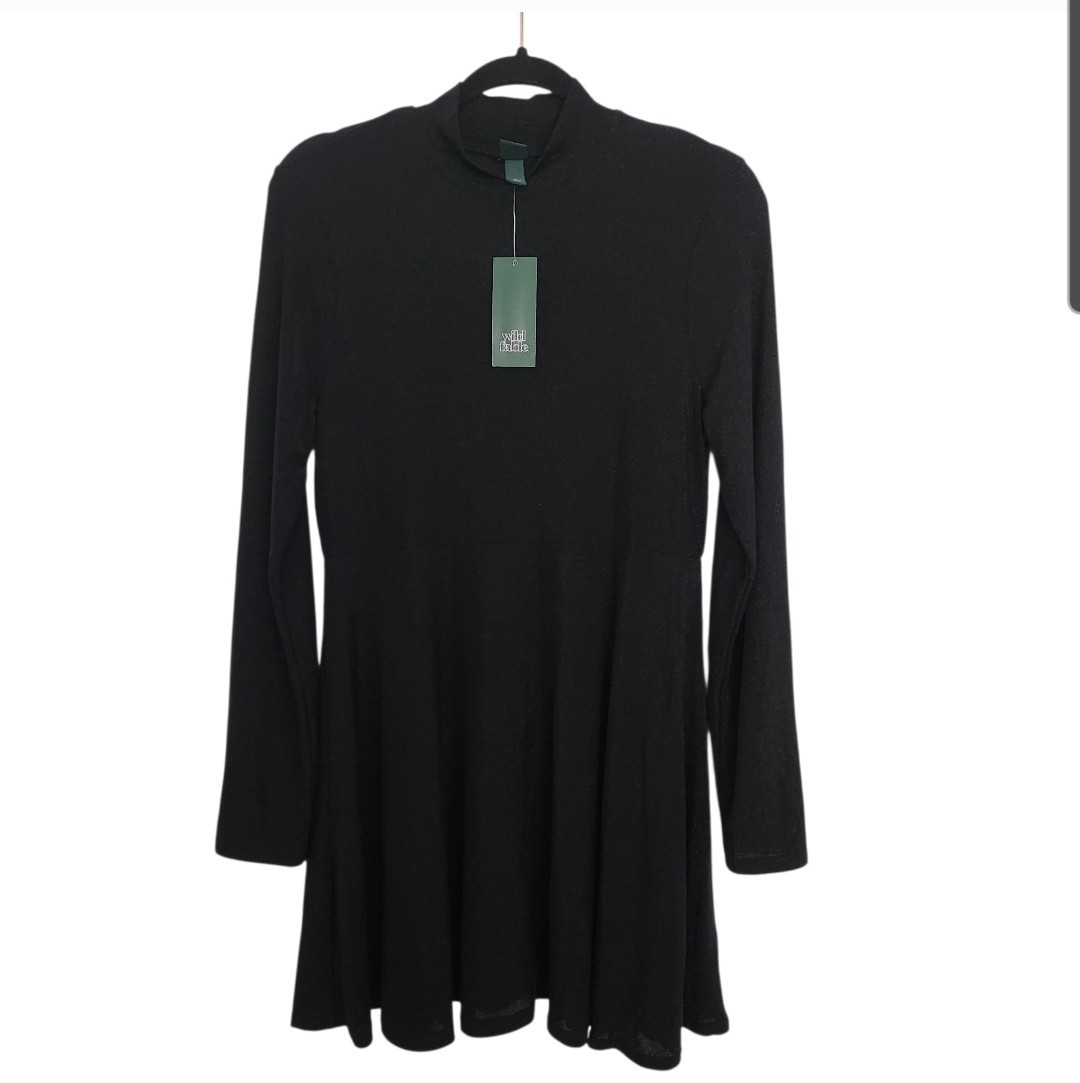 Wild Fable Juniors Lightweight Semi-Sheer Black Slight Metallic Shimmer Dress XL