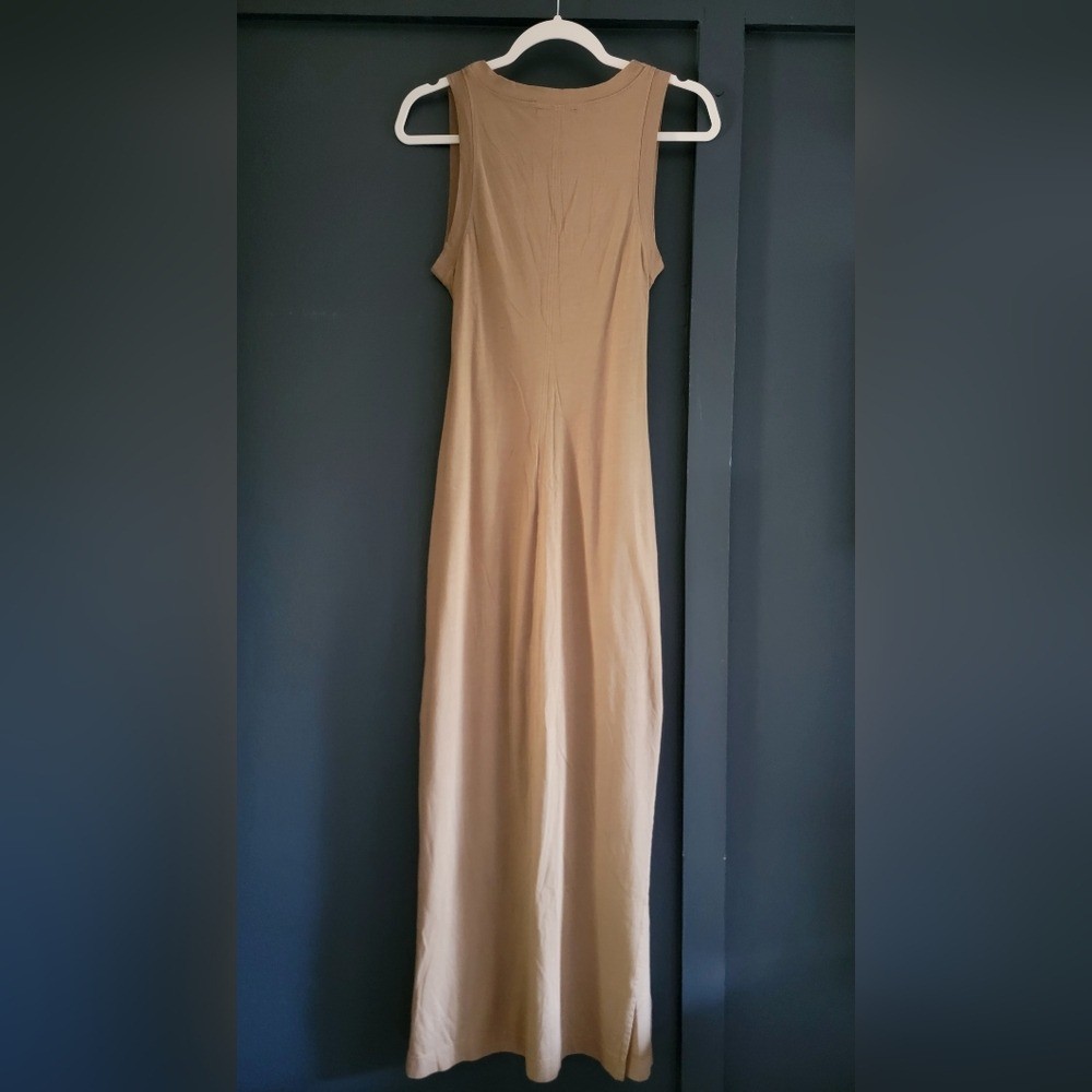 Michael Stars Solange Tie Detail Stretch Side Slits Maxi Dress Small Tan Brown