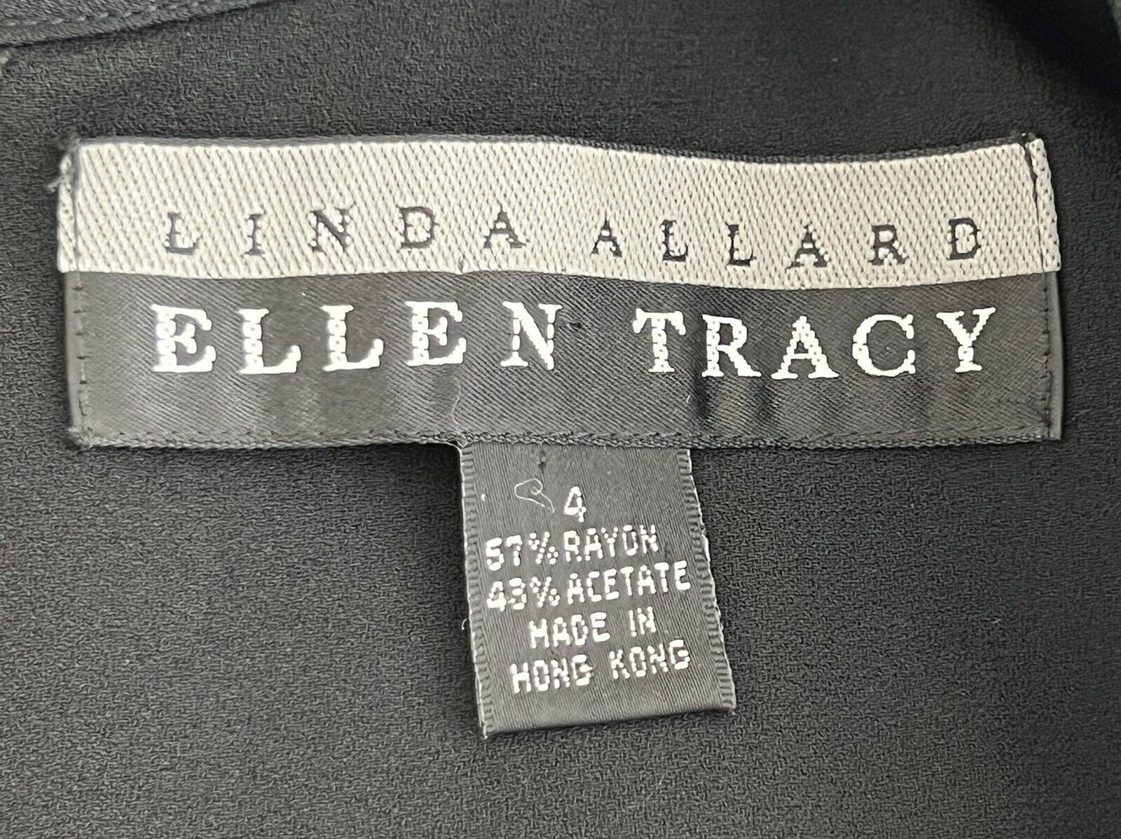 Vtg Ellen Tracy Linda Allard Black Long Sleeve Formal Party Women’s Dress Size 4