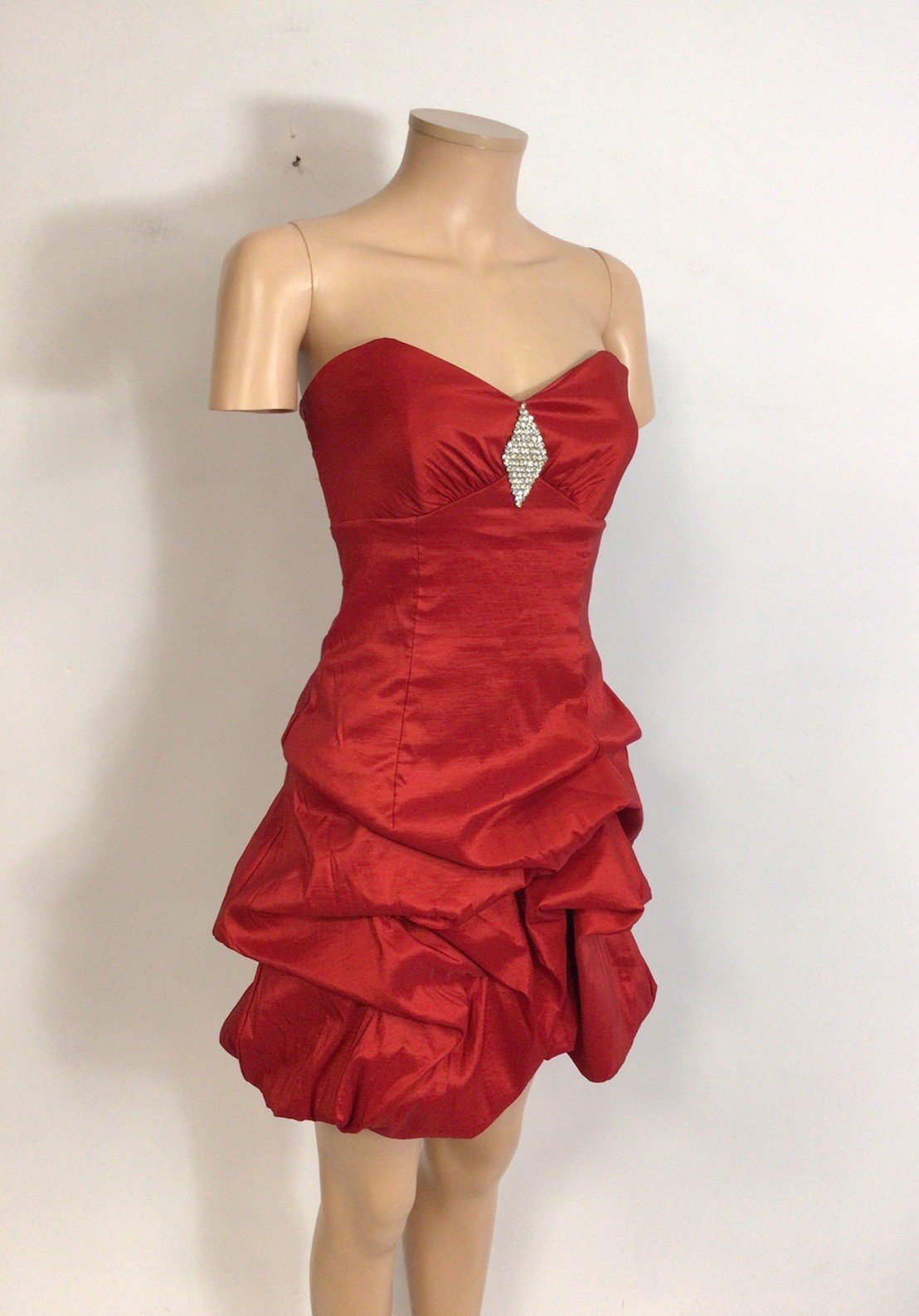 Gunne Sax for Jessica McClintock Red Cocktail Dress Strapless Party Womens 7