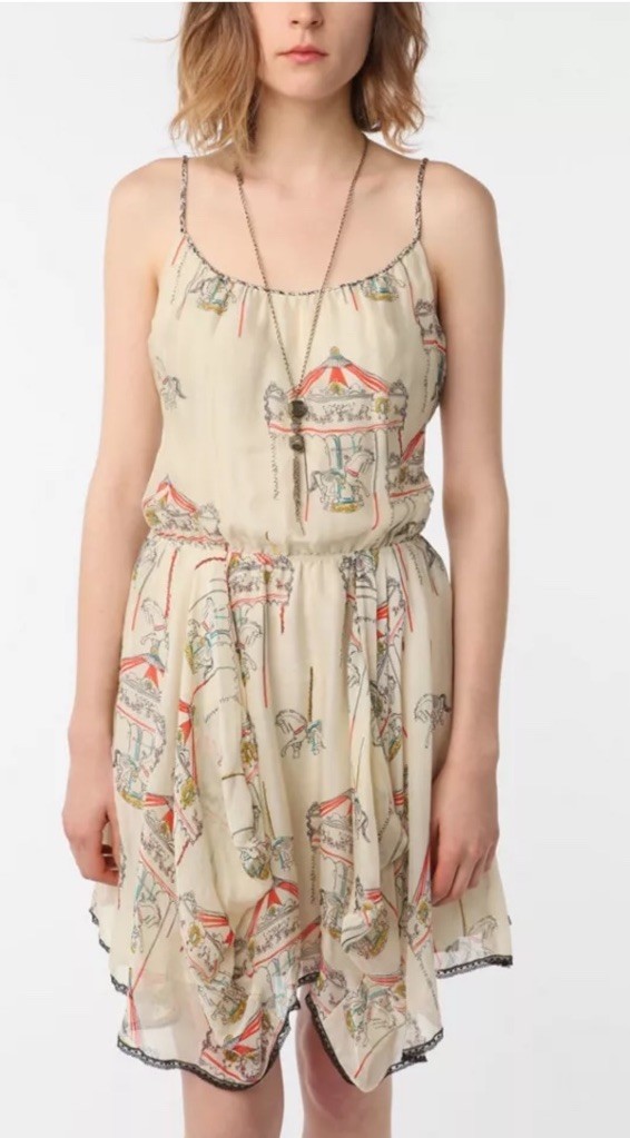 Anthropologie Silk Carousel Dress matty m, Size Large NWT