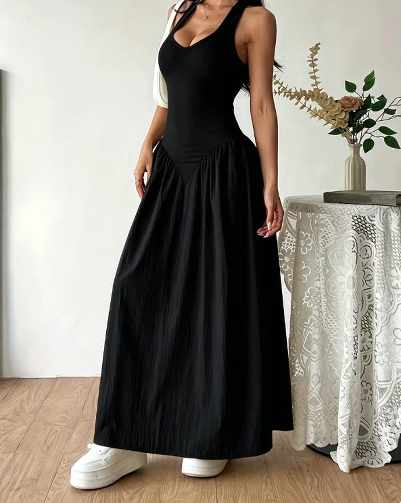 Womens Halter Maxi Dress Sleeveless V Neck Backless Boho Summer Sun Dress