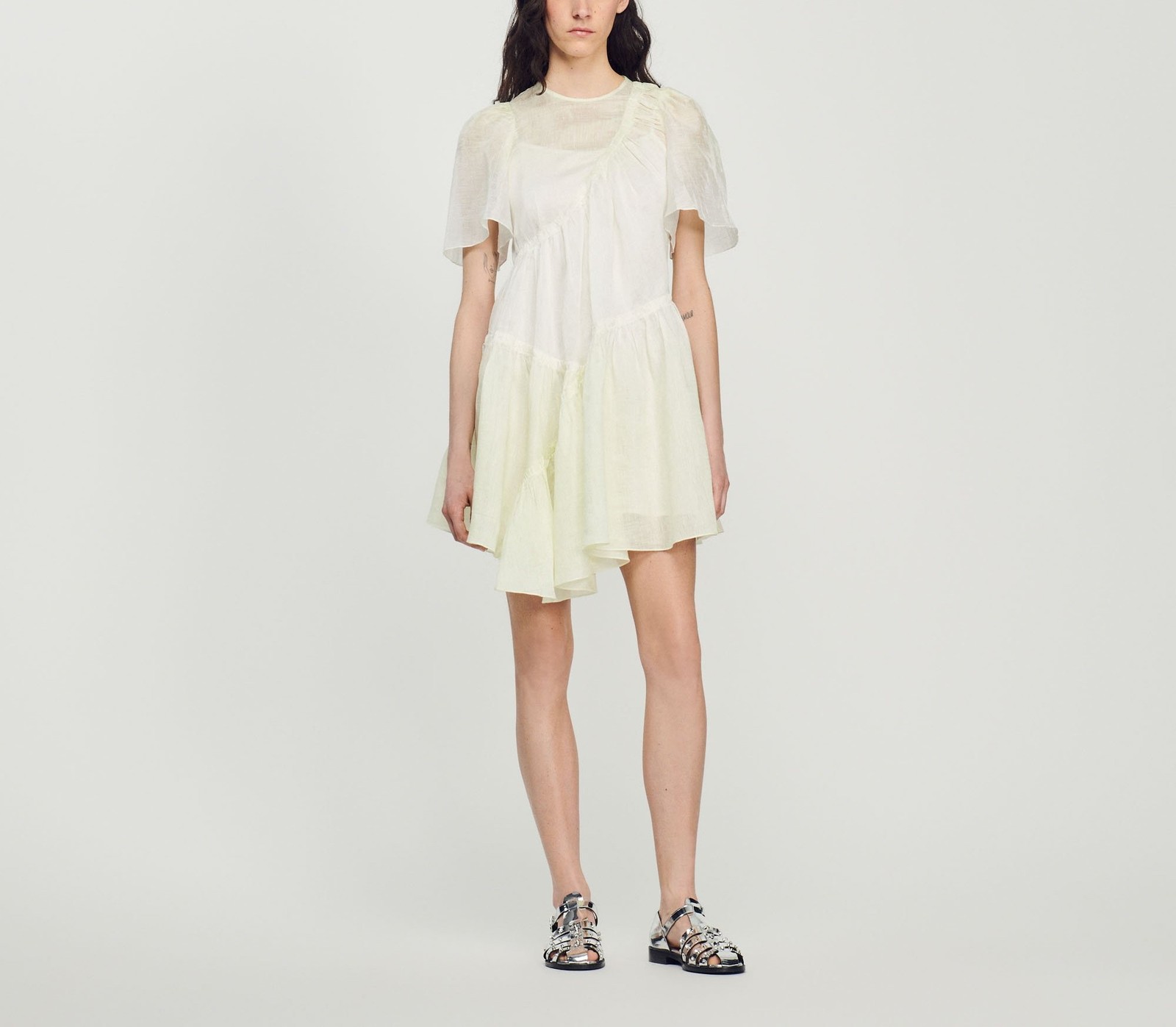 Sandro Paris Womens Dress Yellow Linen Blend SFPRO02987 Size 40 L 12 Mini