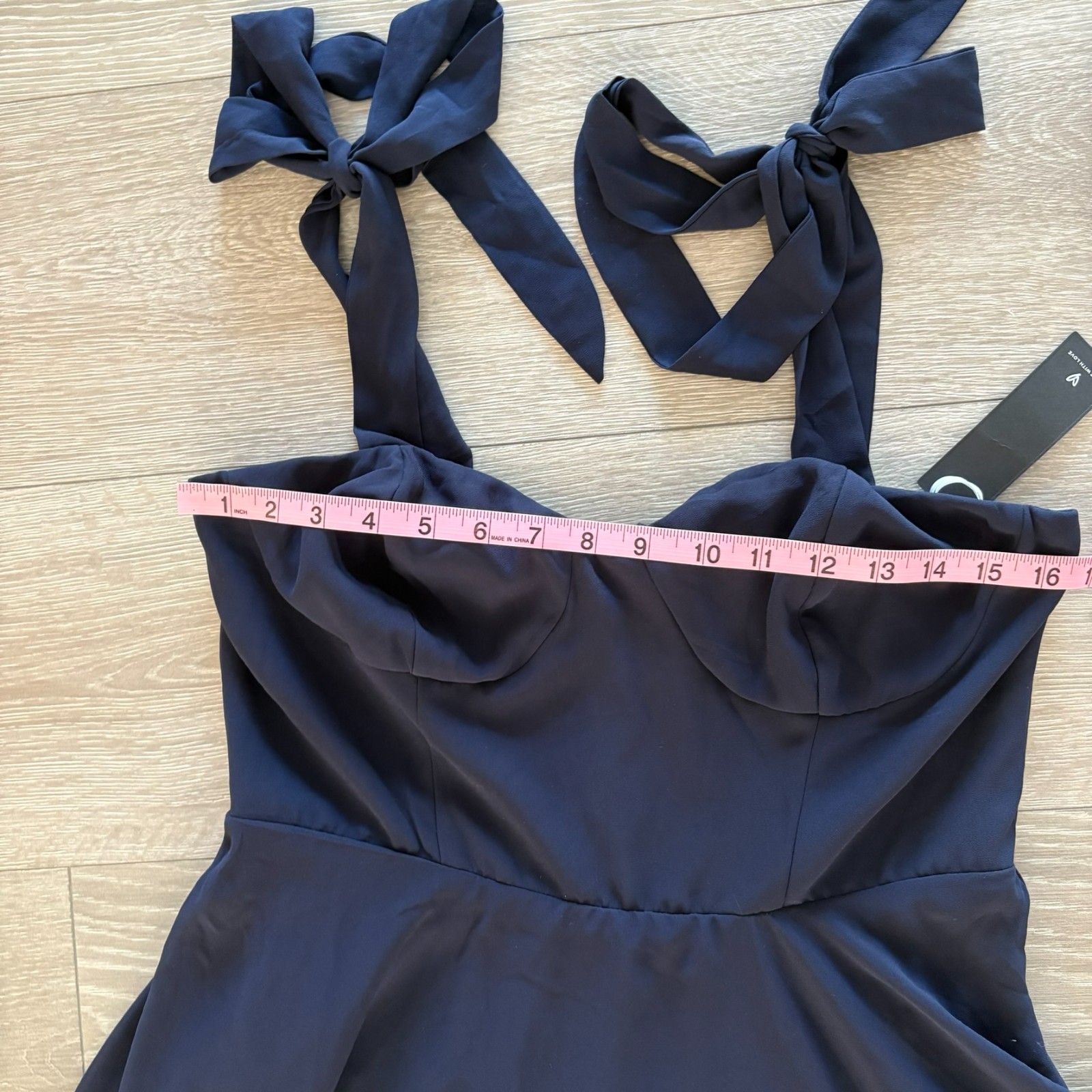 NWT Lulus Womens Navy Blue Sophisticated Charisma Tie-Strap A-Line Midi Dress L