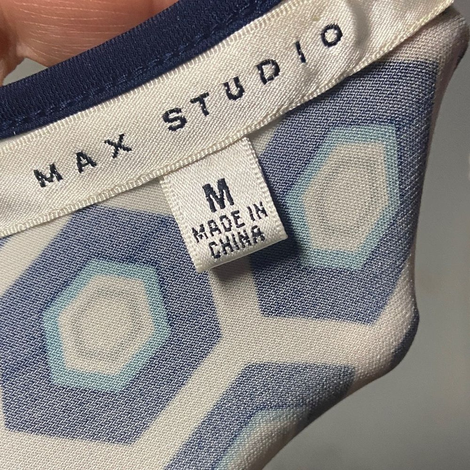 MAX STUDIO Tunic Geometric Blue and White Dress