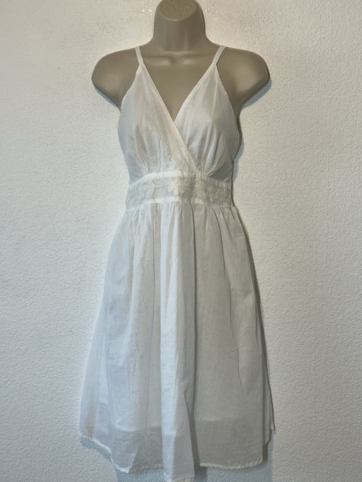 White Dress 100% Cotton Boho Cottagecore Semi Sheer Embroidered Free Size Festiv