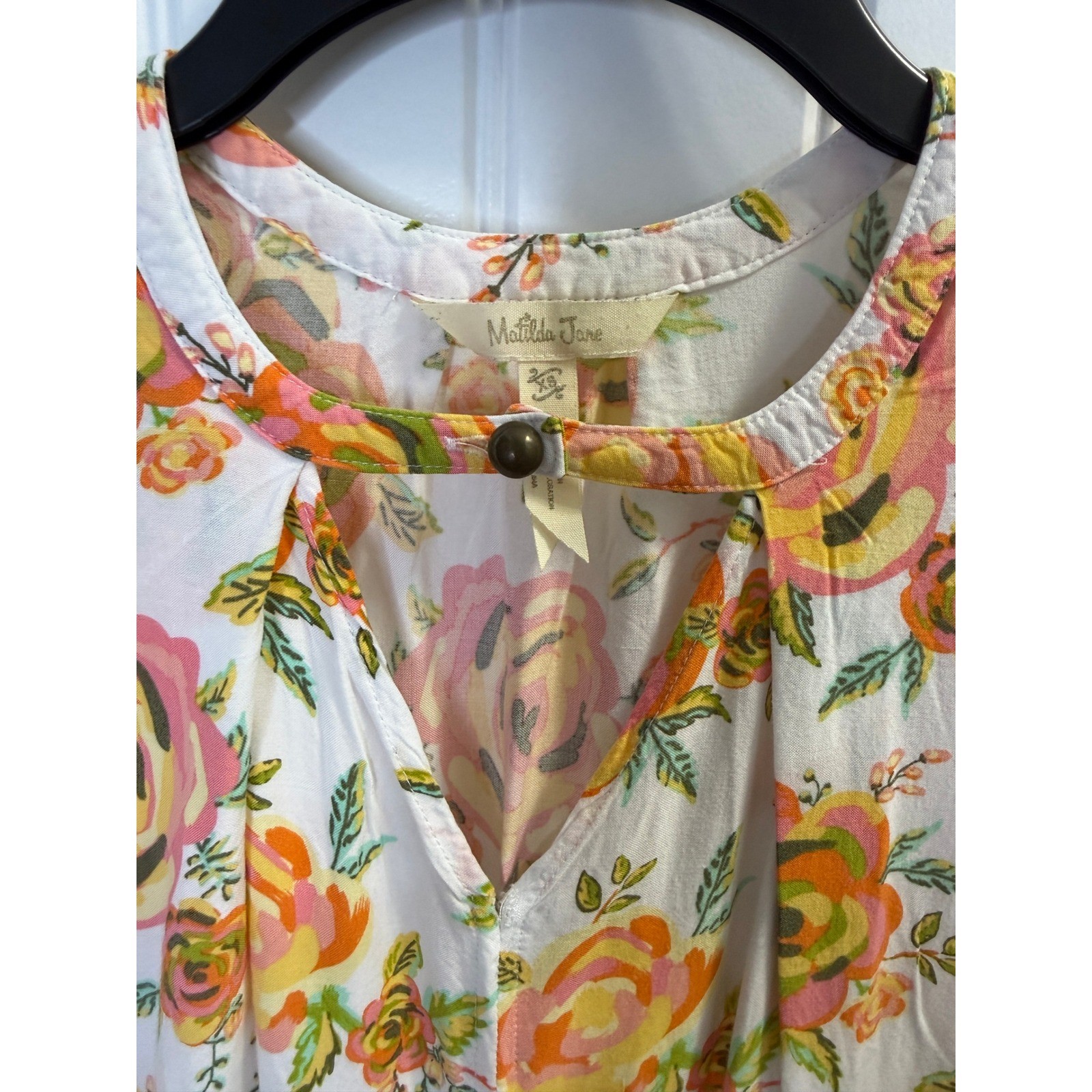 Matilda Jane Floral Tunic Dress XS White Pink Orange Boho Cottagecore