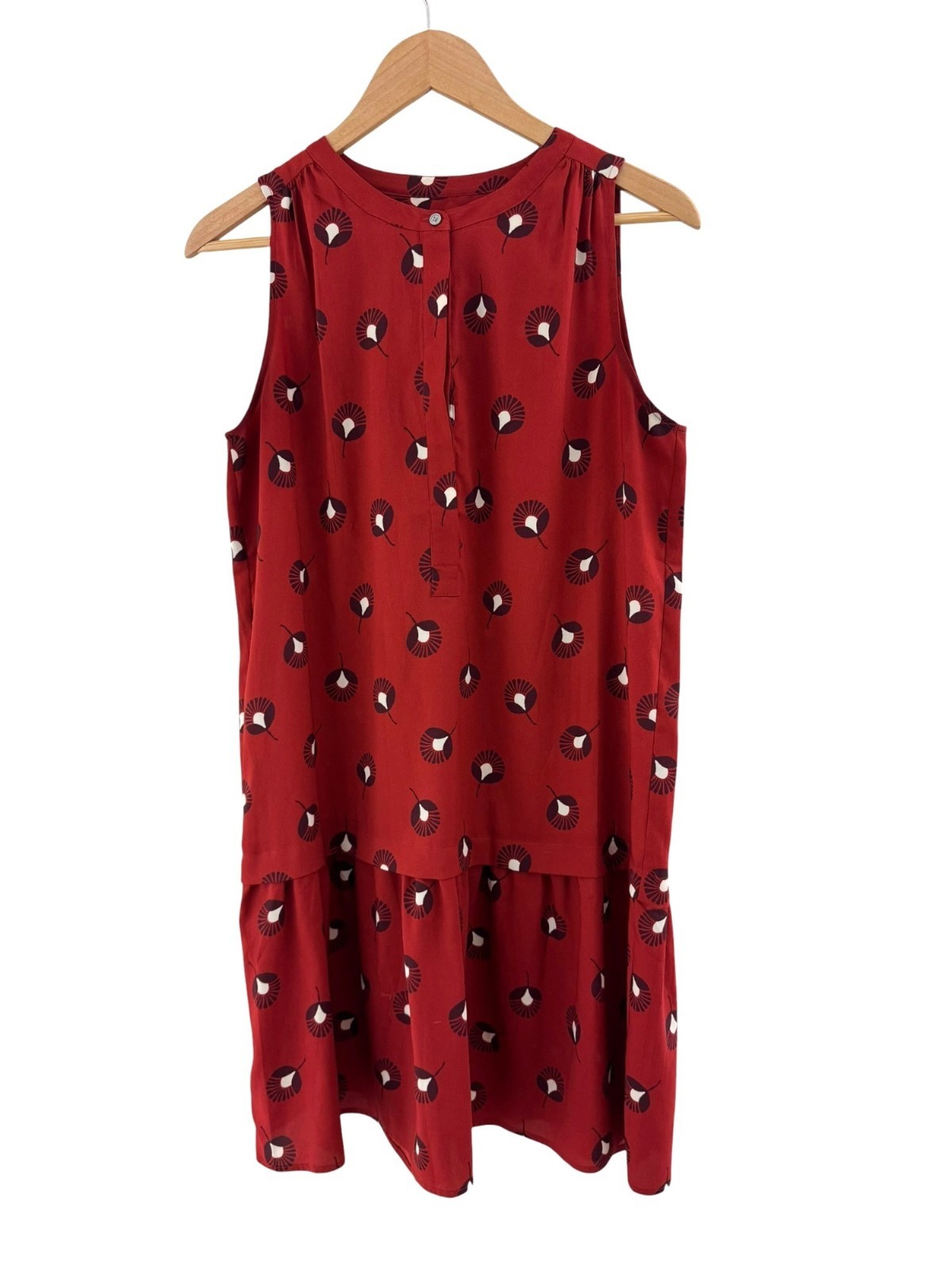 Ann Taylor LOFT Rust Brown Dandelion Drop Waist Ruffle Hem Dress Size M Summer