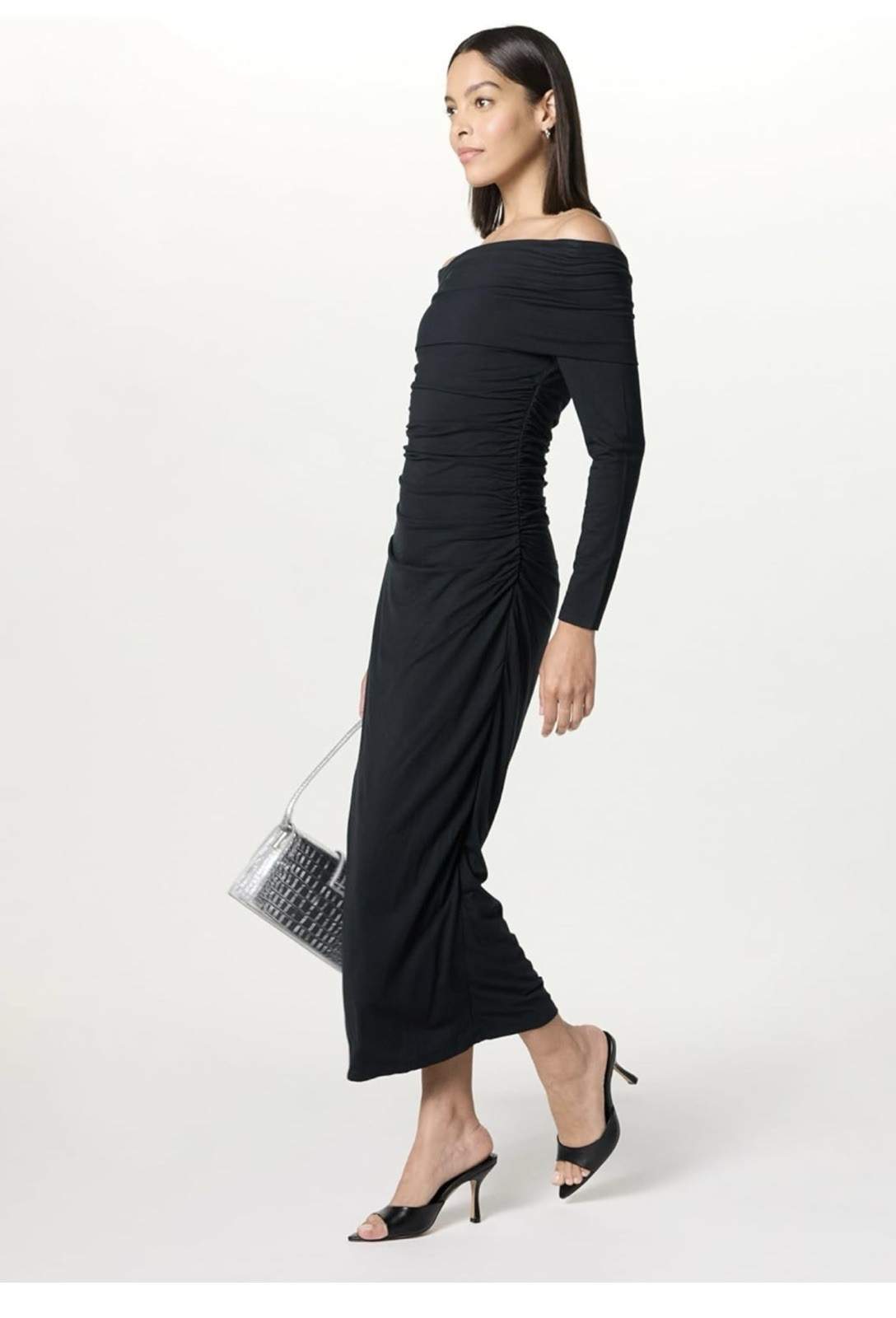 The Drop Stevie Off-Shoulder Black Dress Maxi Knit Size Medium New FAST SHIPPING
