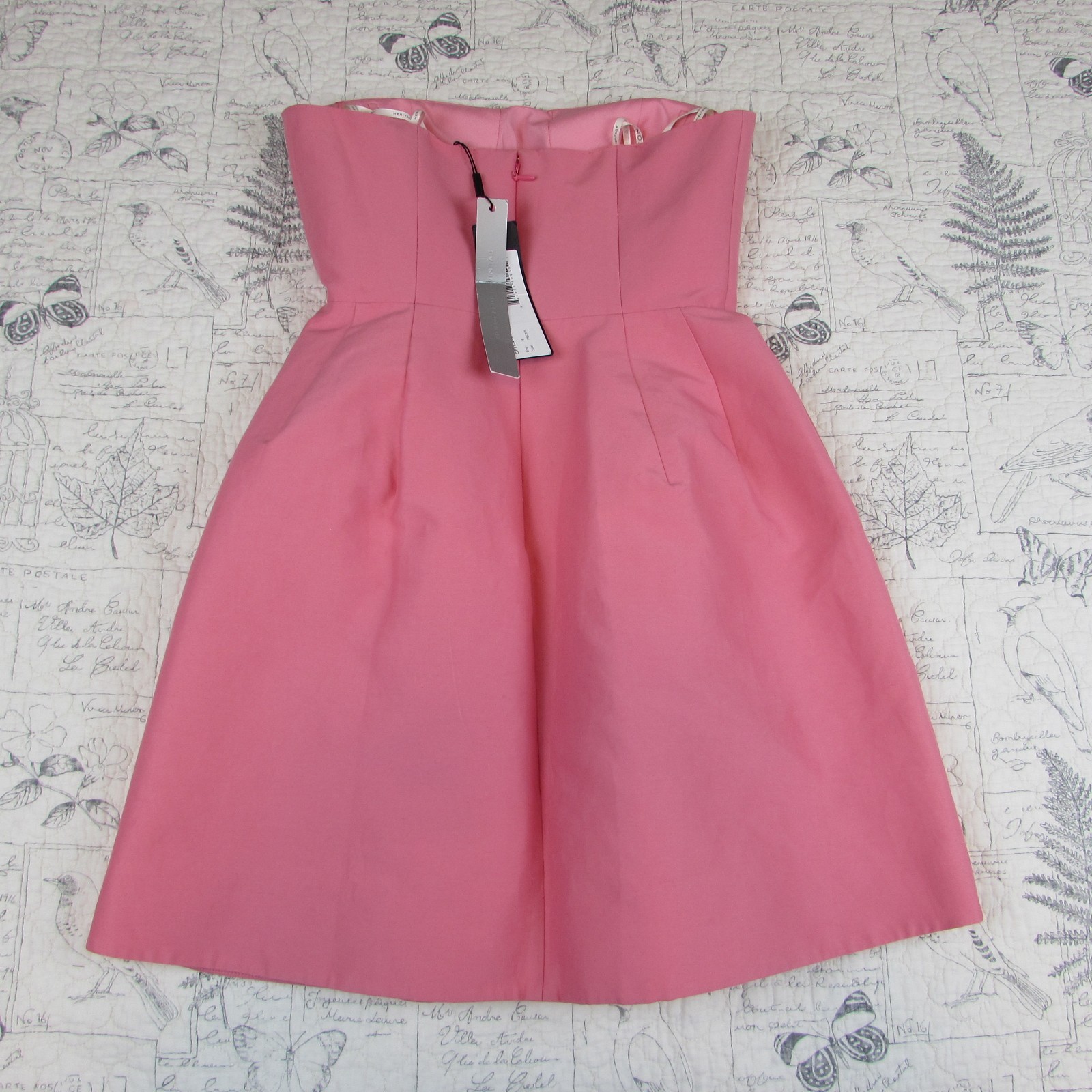 NEW HALSTON HERITAGE silk cotton Faille peony strapless dress wedding guest sz 6