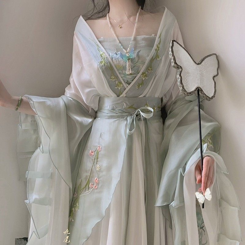 One Suit Hanfu Women Chinese Traditional Embroidery Dress Female Fairy Cosplay