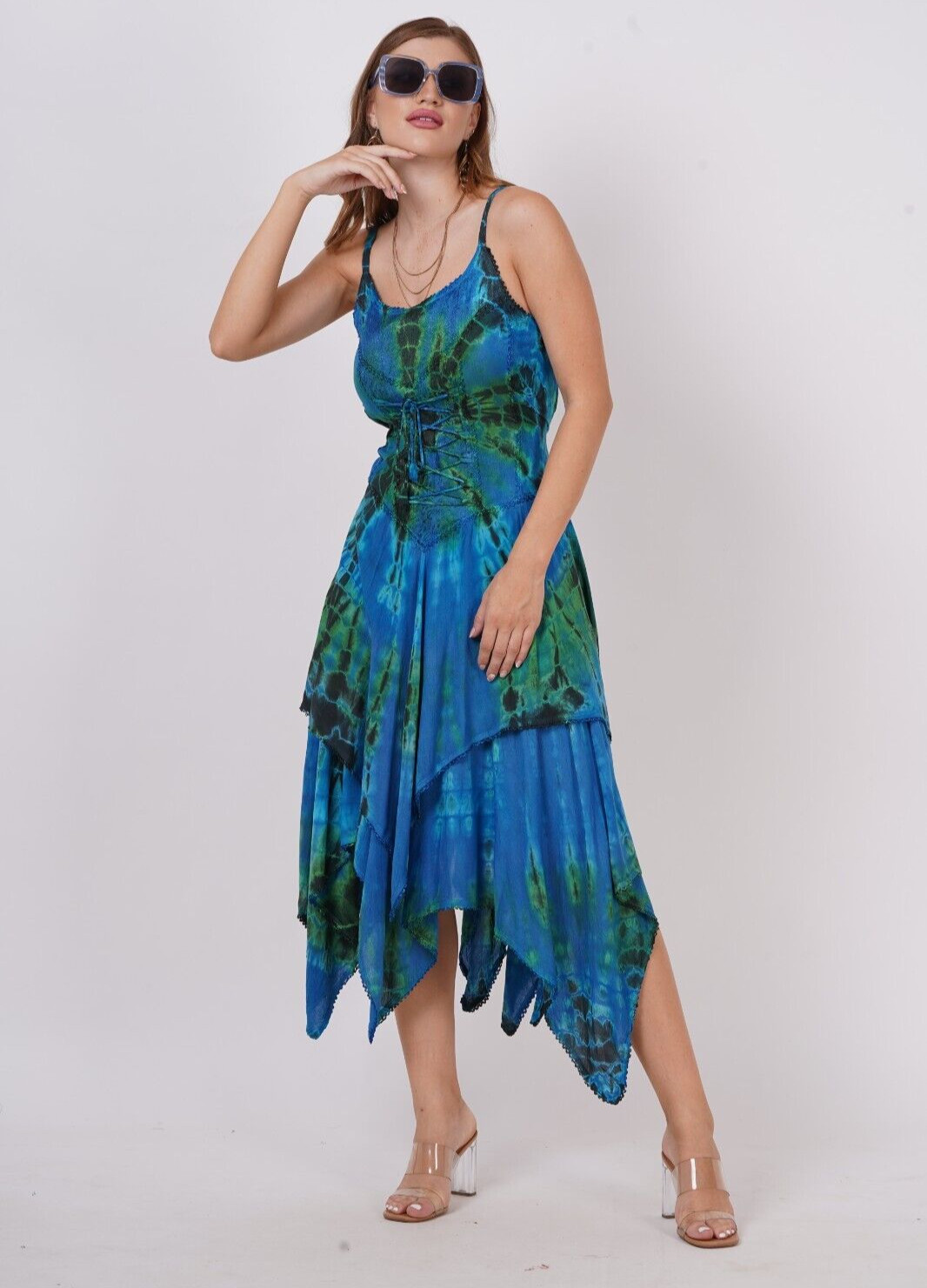 Women’s Casual Tie Dye Spaghetti Strap Pixie Fit & Flare Dress Wholesale Lot Mix