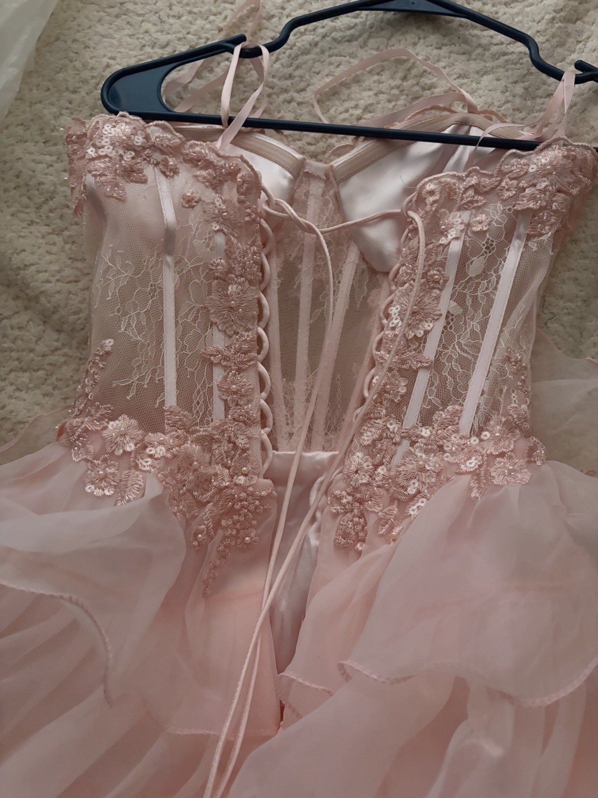 Nox Anabel Pink Strapless Sweetheart Corset Lace Up Tulle Ballgown Dress 2