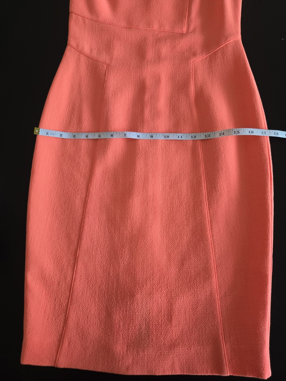 Roland Mouret Asymmetric Crepe Sheath Dress Coral Pink Orange Zip US 6 UK 10