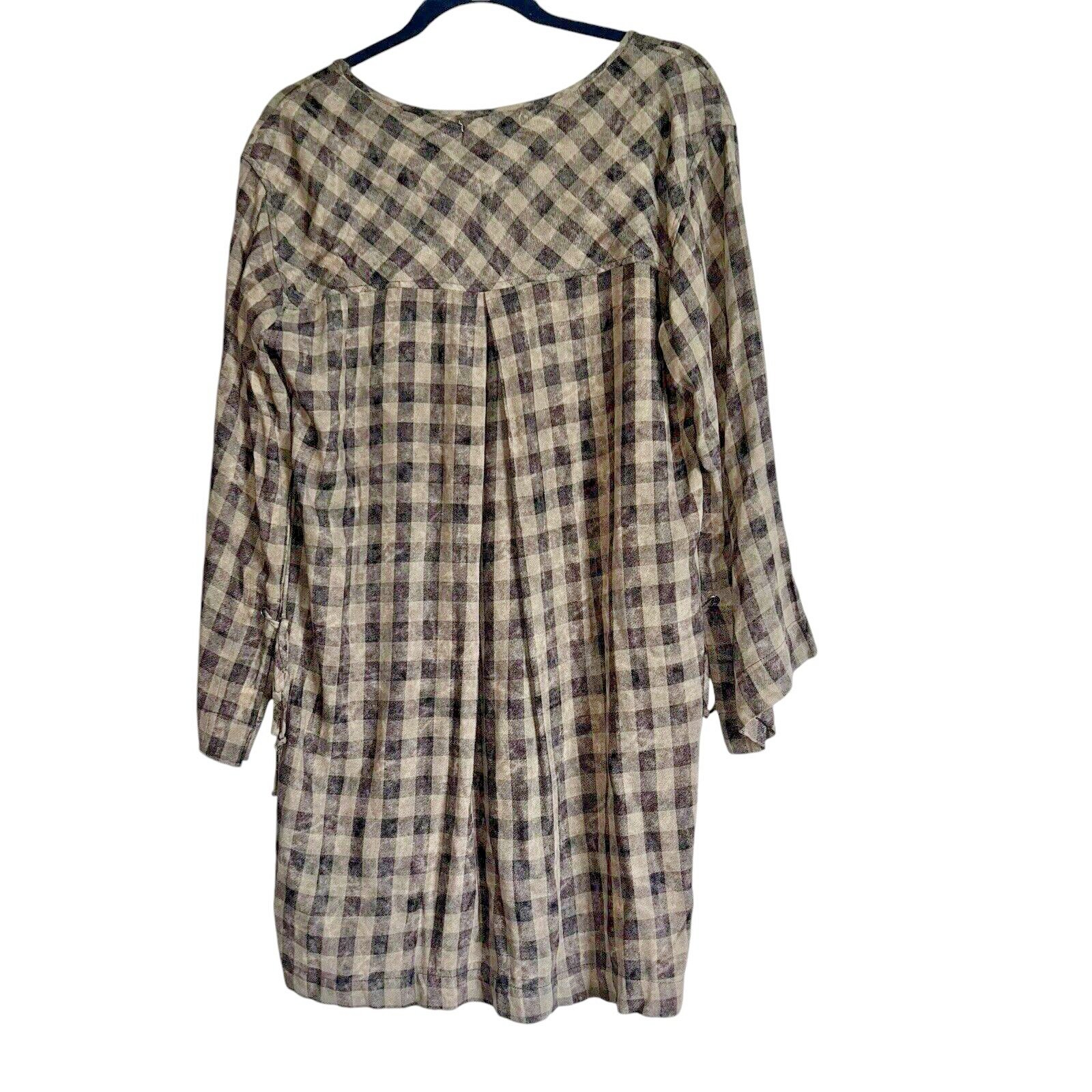 Bella Dahl Size S Gingham Plaid Mini Dress Soft Grunge 90s Revival Size Small
