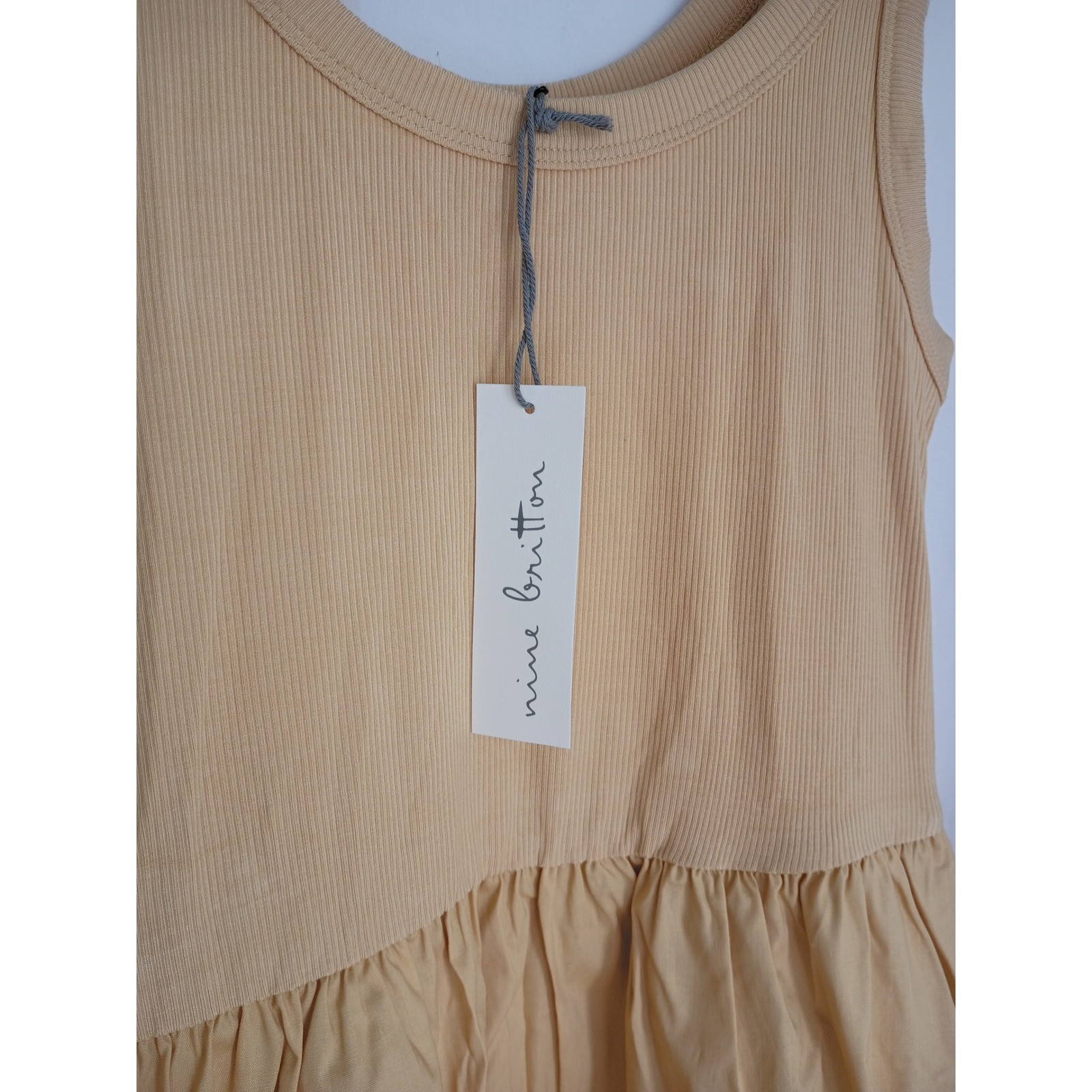 Nine Britton Mustard Yellow Ribbed Mixed Media Maxi Dress NWT Fits S/M