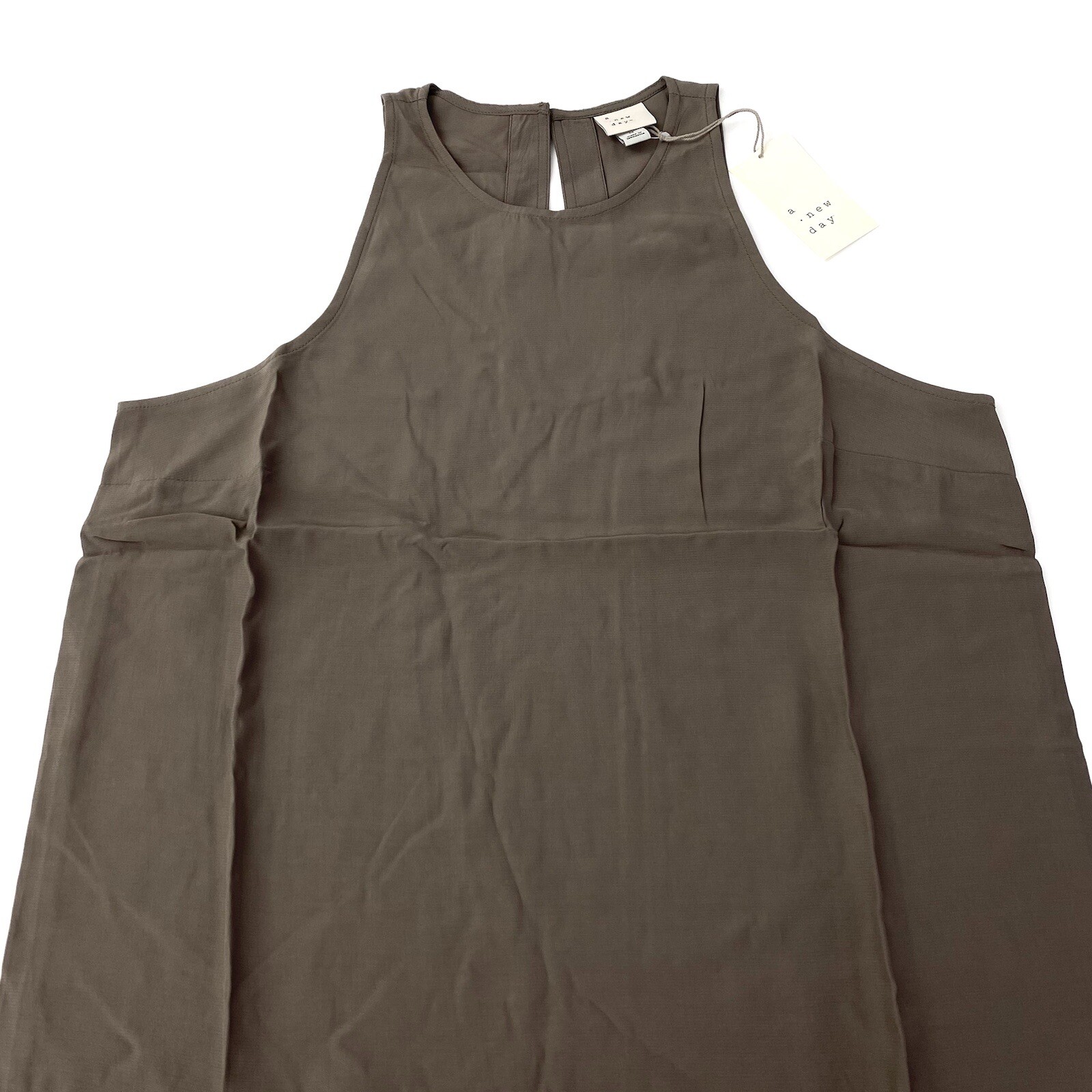 A New Day Womens Size M Midi Sleeveless Bodycon Dress Keyhole Back Brown