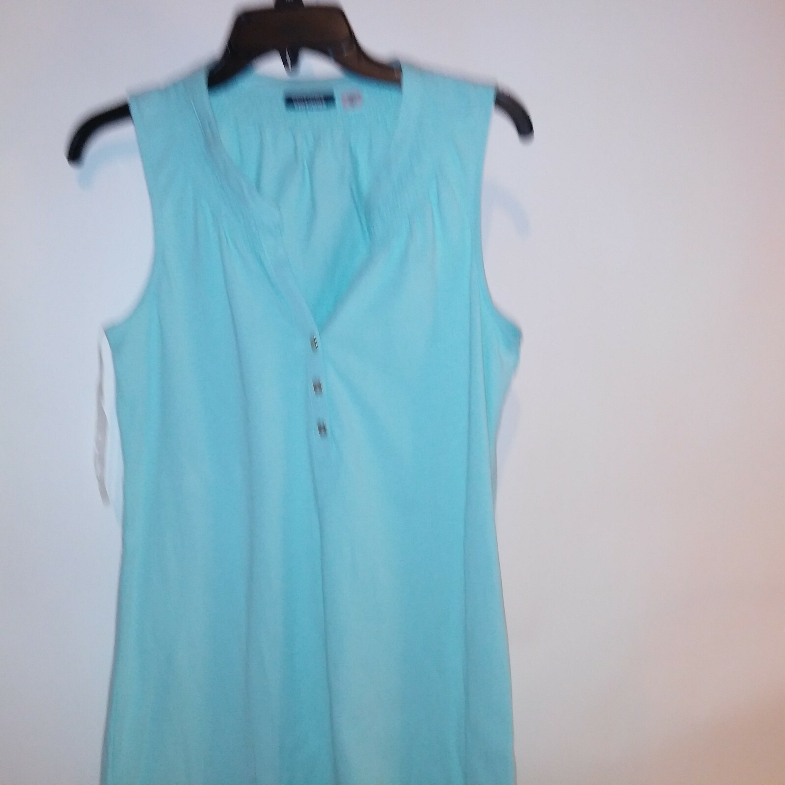 Basic Editions Dress Light Blue Sleeveless Button Top New