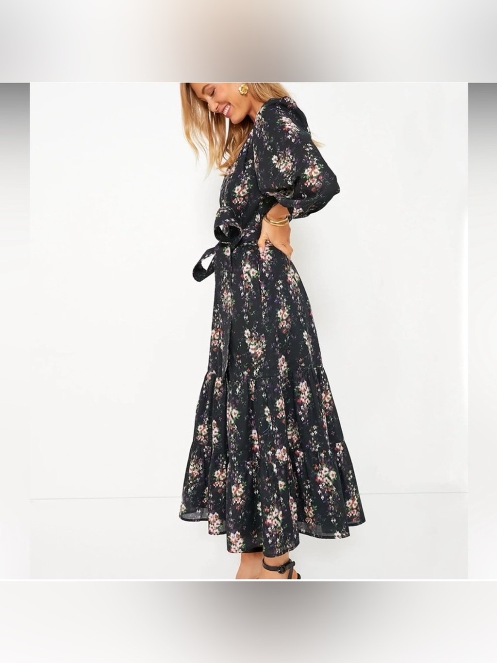 EUC Tuckernuck Floral Falling Flowers Lyle’s Maxi Dress. NOTE MISSING BELT