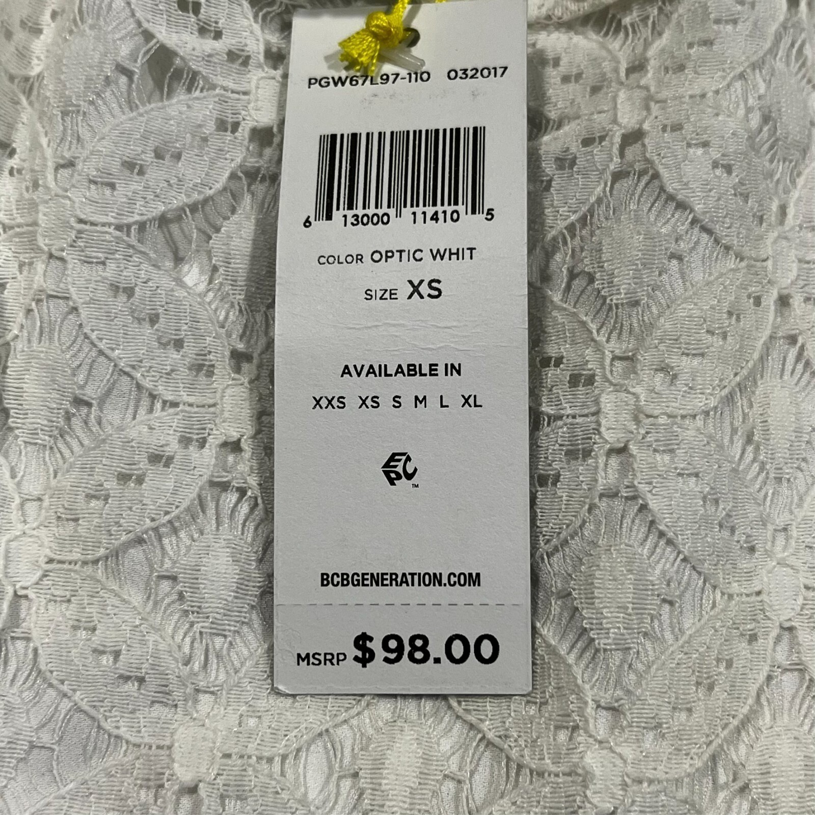BCBGeneration Lace Cold Shoulder Ruffle Shift Dress Optic White Boho Womens XS