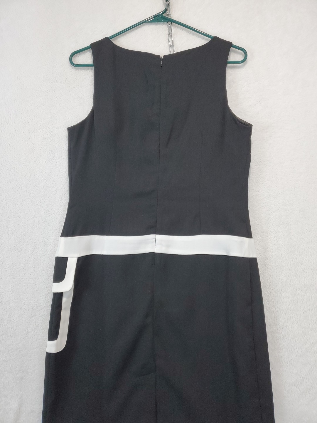 Metrostyle Black White Color Block Sleeveless Shift Sheath Midi Dress Size 8